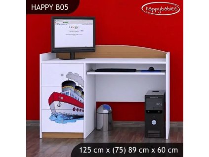 Psací stůl Happy B05 - velká loď (Barva bílá)