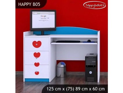 Psací stůl Happy B05 - dva květy (Barva bílá)