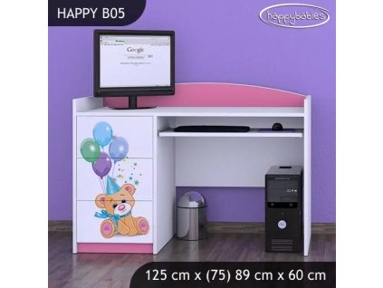 Psací stůl Happy B05 - medvídci s balónky (Barva bílá)