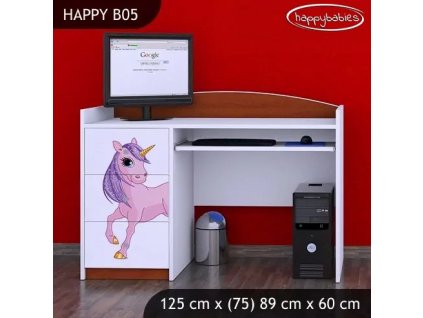 Psací stůl Happy B05 - jednorožec (Barva bílá)