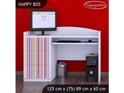 Psací stůl Happy B05 - barevné pásky (Barva bílá)