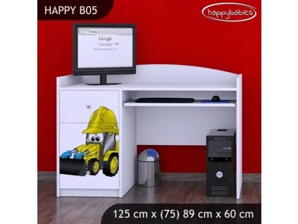 Psací stůl Happy B05 - bagr (Barva bílá)