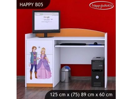 Psací stůl Happy B05 - princ a princezna (Barva bílá)