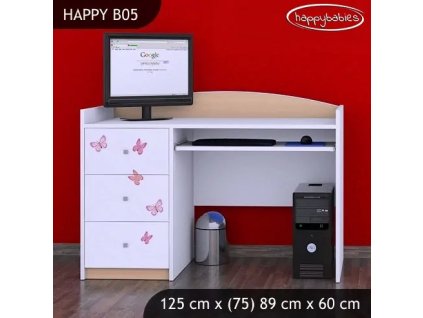Psací stůl Happy B05 - víla s motýlkami (Barva bílá)