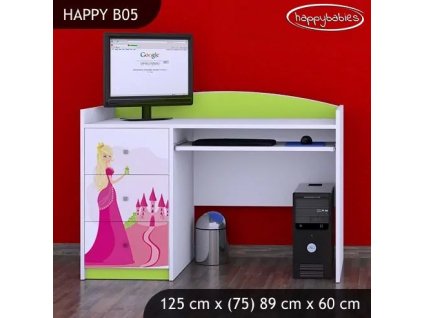 Psací stůl Happy B05 - princezna se zámkem (Barva bílá)