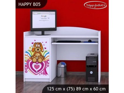 Psací stůl Happy B05 - pejsek a srdce (Barva bílá)