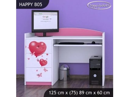 Psací stůl Happy B05 - medvídek s balónky (Barva bílá)