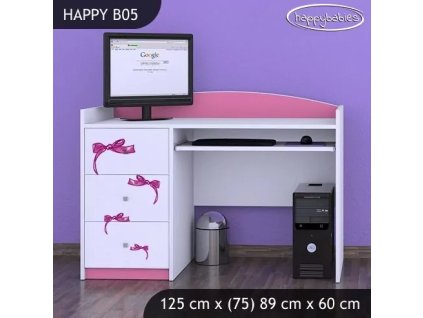 Psací stůl Happy B05 - medvídek s mašlí (Barva bílá)