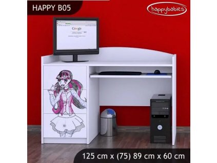 Psací stůl Happy B05 - monster toralei (Barva bílá)