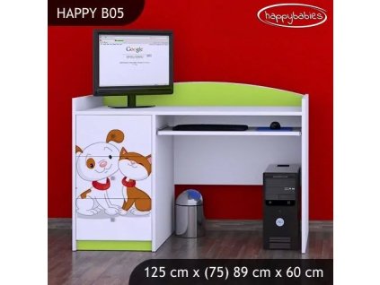 Psací stůl Happy B05 - pejsek a kočička (Barva bílá)