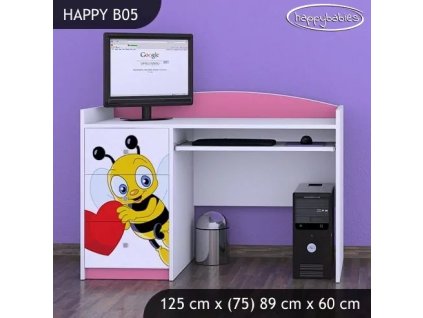 Psací stůl Happy B05 - včelka se srdcem (Barva bílá)
