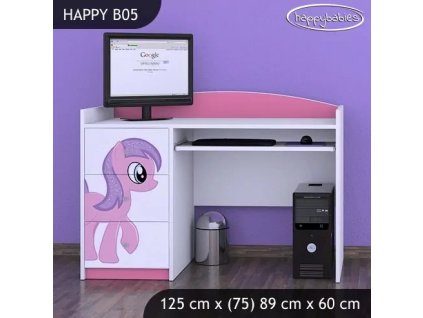 Psací stůl Happy B05 - růžový pony (Barva bílá)