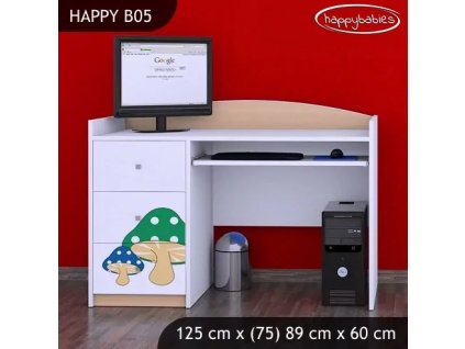 Psací stůl Happy B05 -  růžový hříbeček (Barva bílá)