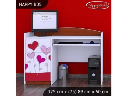 Psací stůl Happy B05 -  srdíčka (Barva bílá)