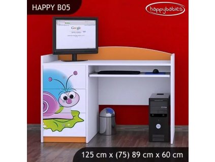 Psací stůl Happy B05 -  slimák (Barva bílá)