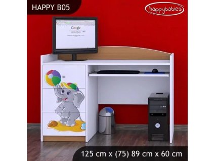 Psací stůl Happy B05 -  slon s balónkem (Barva bílá)