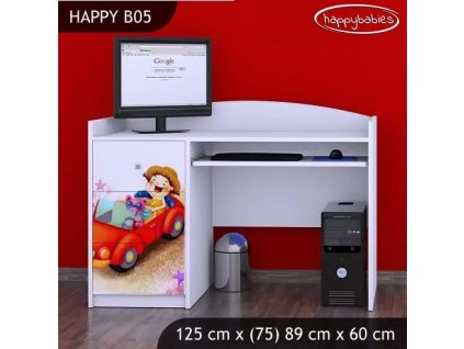 Psací stůl Happy B05 -  zpívající auto (Barva bílá)