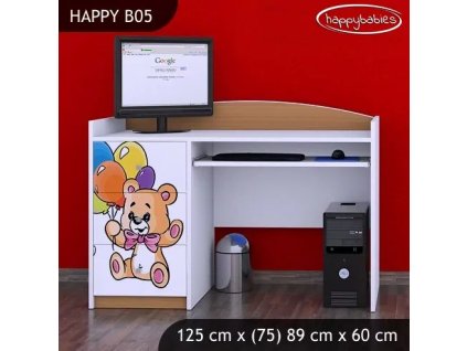 Psací stůl Happy B05 -  šťastný medvídek (Barva bílá)