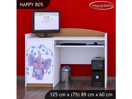 Psací stůl Happy B05 -  stříkající sloník (Barva bílá)