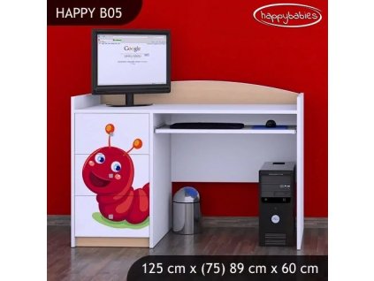 Psací stůl Happy B05 - veselá housenka (Barva bílá)
