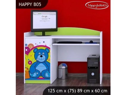 Psací stůl Happy B05 - veselý medvídek (Barva bílá)