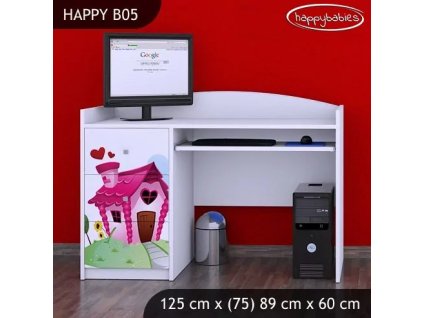 Psací stůl Happy B05 -začarovaný domeček (Barva bílá)