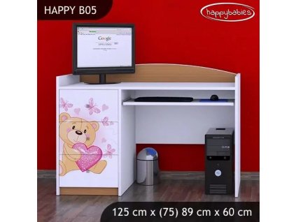 Psací stůl Happy B05 -zamilovaný medvídek (Barva bílá)