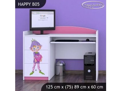 Psací stůl Happy B05 -zamilovaný skřítek (Barva bílá)