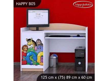 Psací stůl Happy B05 - ZOO (Barva bílá)