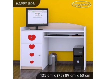 Psací stůl Happy B06 - dva květy (Barva bílá)