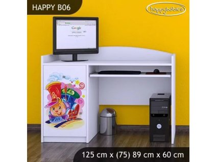 Psací stůl Happy B06 - hrající lokomotiva (Barva bílá)