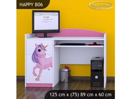 Psací stůl Happy B06 - jednorožec (Barva bílá)