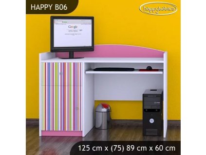 Psací stůl Happy B06 - barevné pásky (Barva bílá)