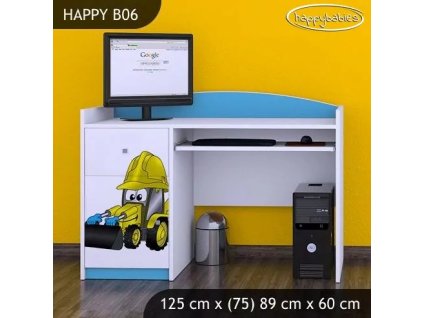 Psací stůl Happy B06 - bagr (Barva bílá)