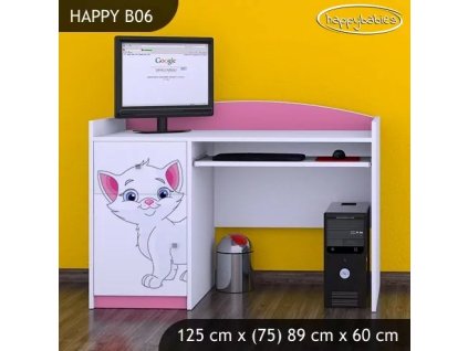 Psací stůl Happy B06 - bílá kočička (Barva bílá)