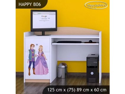 Psací stůl Happy B06 - princ a princezna (Barva bílá)