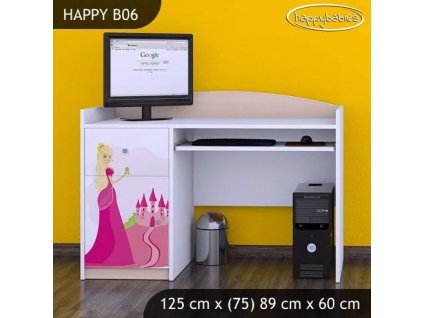 Psací stůl Happy B06 - princezna se zámkem (Barva bílá)