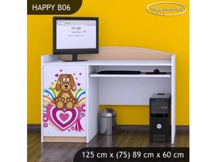 Psací stůl Happy B06 - pejsek a srdce (Barva bílá)