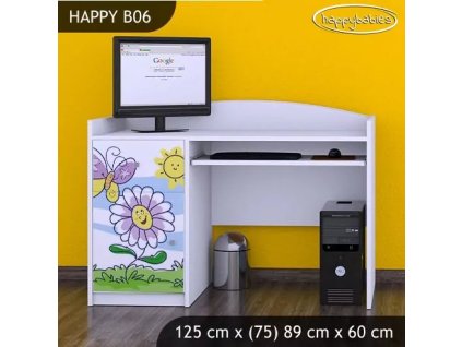 Psací stůl Happy B06 - motýl s květinou (Barva bílá)