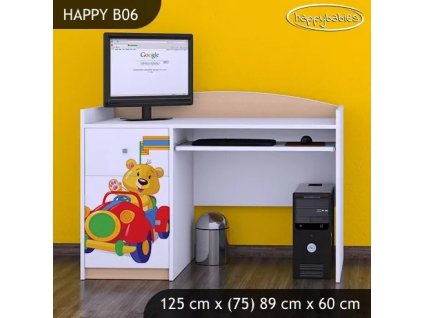 Psací stůl Happy B06 - medvídek v červeném autě (Barva bílá)