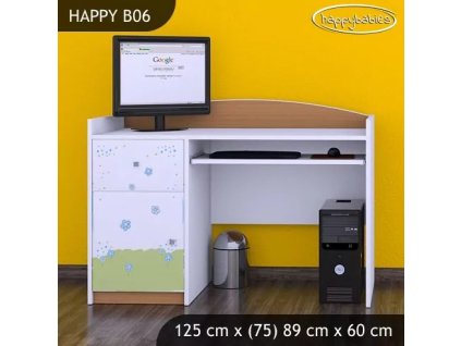 Psací stůl Happy B06 - modrý medvídek (Barva bílá)