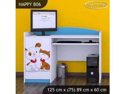 Psací stůl Happy B06 - pejsek a kočička (Barva bílá)