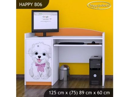Psací stůl Happy B06 - pejsek s mašlí (Barva bílá)