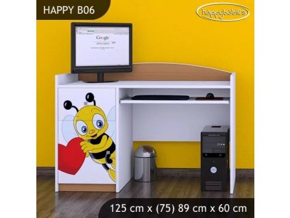 Psací stůl Happy B06 - včelka se srdcem (Barva bílá)