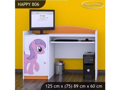 Psací stůl Happy B06 - růžový pony (Barva bílá)