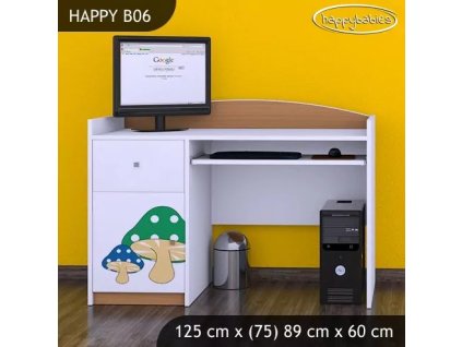Psací stůl Happy B06 - růžový hříbeček (Barva bílá)