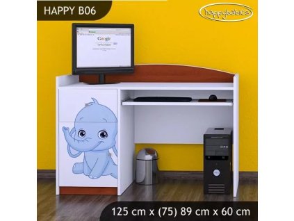 Psací stůl Happy B06 - růžový a modrý slon (Barva bílá)