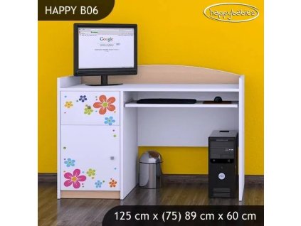 Psací stůl Happy B06 - srdce z květů (Barva bílá)