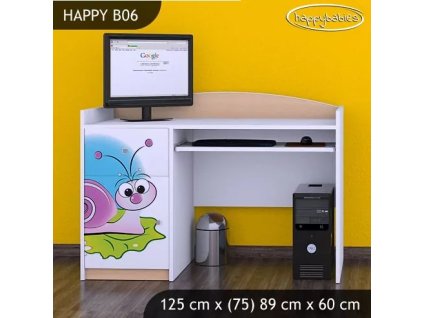 Psací stůl Happy B06 - slimák (Barva bílá)