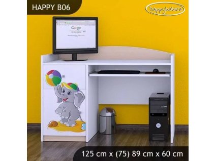 Psací stůl Happy B06 - slon s balónkem (Barva bílá)